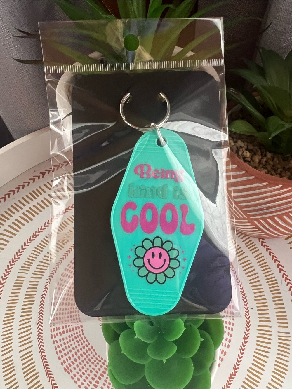 Aqua 'Being Kind is Cool' Keychain
